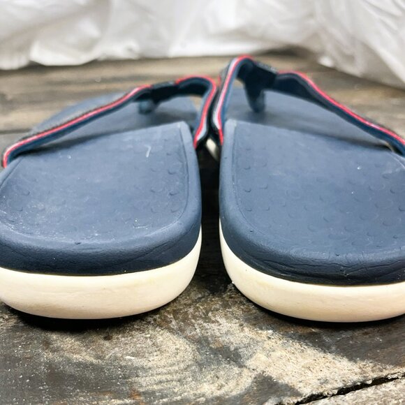 2712 Vionic Womens Tide Sport Toe Post Sandal Navy Blue Size 11W US Red White - Picture 5 of 6